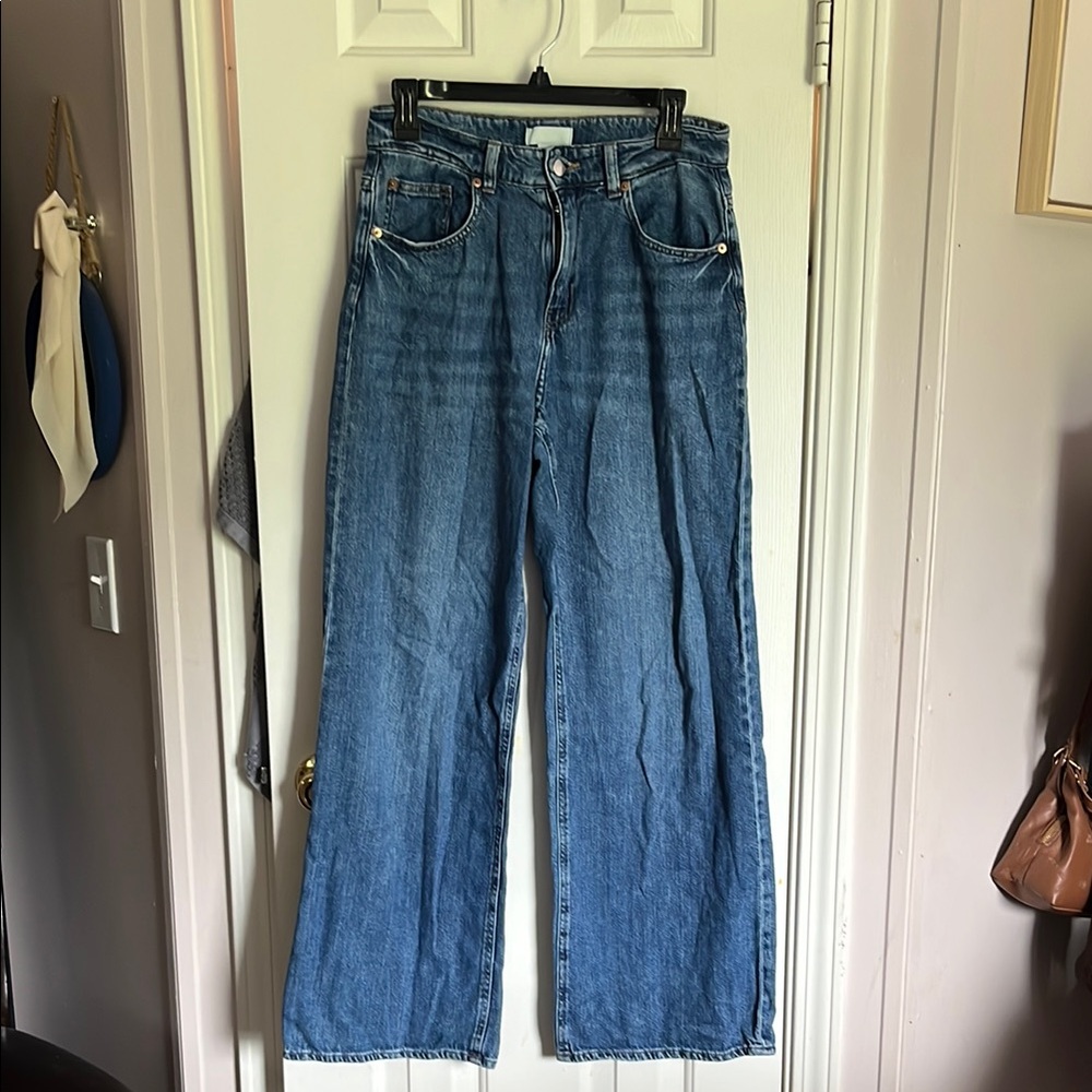 H&M Blue Flare Wide Leg Jeans